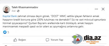 Tanınmış hüquq-müdafiəçisi `Kapital Bank`a OD PÜSKÜRDÜ
