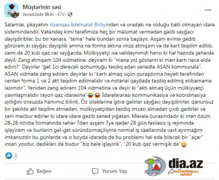 `Azəriqaz` işçiləri vətəndaşın BAŞINA OYU AÇDILAR...