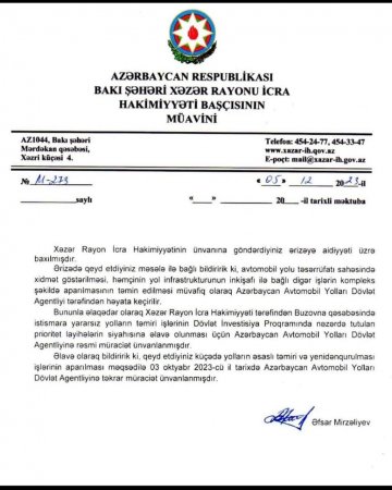 Bərbad vəziyyətdə olan Xəzər rayonu...
